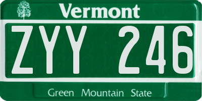 VT license plate ZYY246