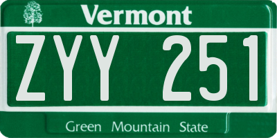 VT license plate ZYY251