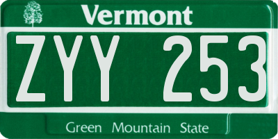 VT license plate ZYY253