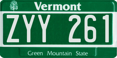 VT license plate ZYY261