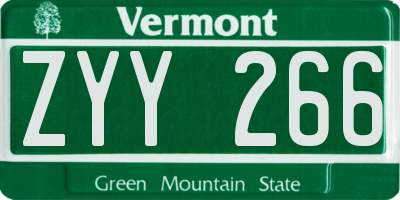 VT license plate ZYY266