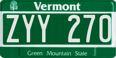 VT license plate ZYY270
