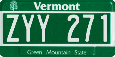 VT license plate ZYY271