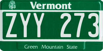 VT license plate ZYY273
