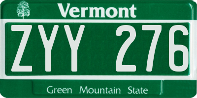 VT license plate ZYY276