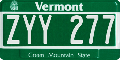 VT license plate ZYY277
