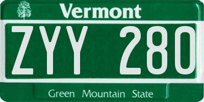 VT license plate ZYY280