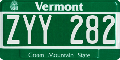 VT license plate ZYY282