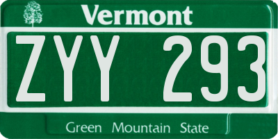 VT license plate ZYY293