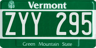 VT license plate ZYY295