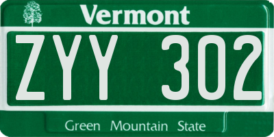 VT license plate ZYY302