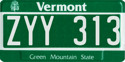 VT license plate ZYY313