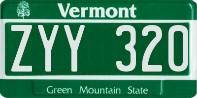 VT license plate ZYY320