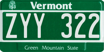 VT license plate ZYY322