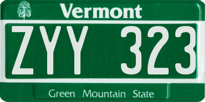 VT license plate ZYY323
