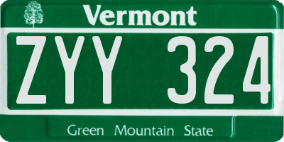 VT license plate ZYY324