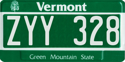 VT license plate ZYY328