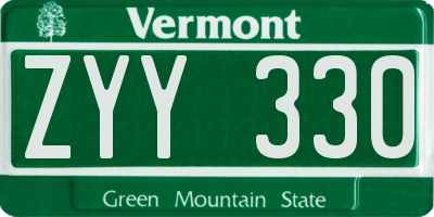 VT license plate ZYY330