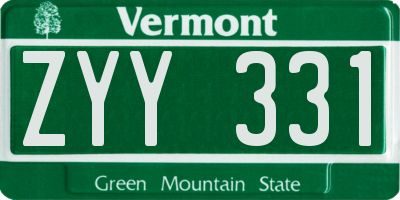 VT license plate ZYY331