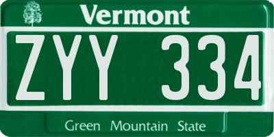 VT license plate ZYY334