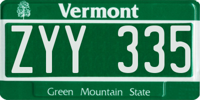 VT license plate ZYY335
