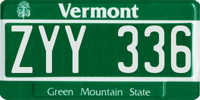 VT license plate ZYY336
