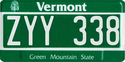 VT license plate ZYY338