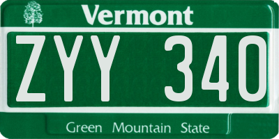 VT license plate ZYY340