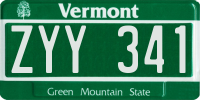 VT license plate ZYY341