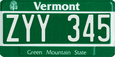 VT license plate ZYY345