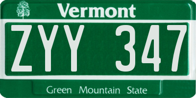 VT license plate ZYY347