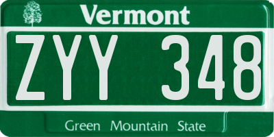 VT license plate ZYY348