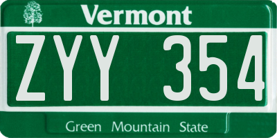 VT license plate ZYY354