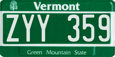 VT license plate ZYY359