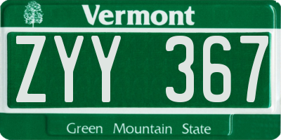 VT license plate ZYY367