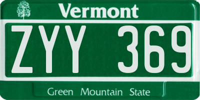 VT license plate ZYY369