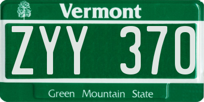 VT license plate ZYY370