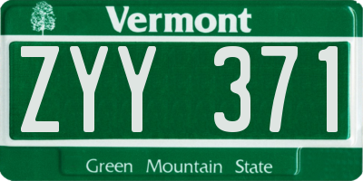 VT license plate ZYY371