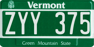 VT license plate ZYY375