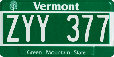 VT license plate ZYY377