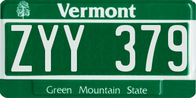 VT license plate ZYY379