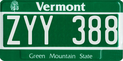 VT license plate ZYY388