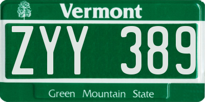 VT license plate ZYY389
