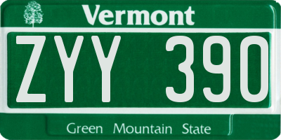 VT license plate ZYY390