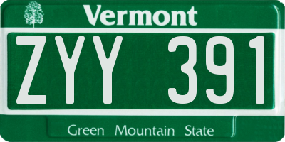 VT license plate ZYY391