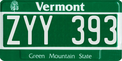 VT license plate ZYY393