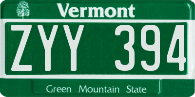 VT license plate ZYY394