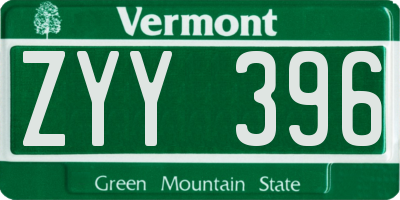 VT license plate ZYY396