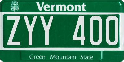 VT license plate ZYY400