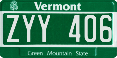 VT license plate ZYY406